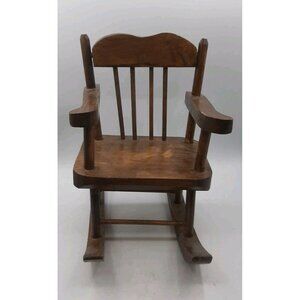 Vintage Handmade Wooden Doll Rocking Chair Slat Wood 10.5 in Tall 6.5 in Wide